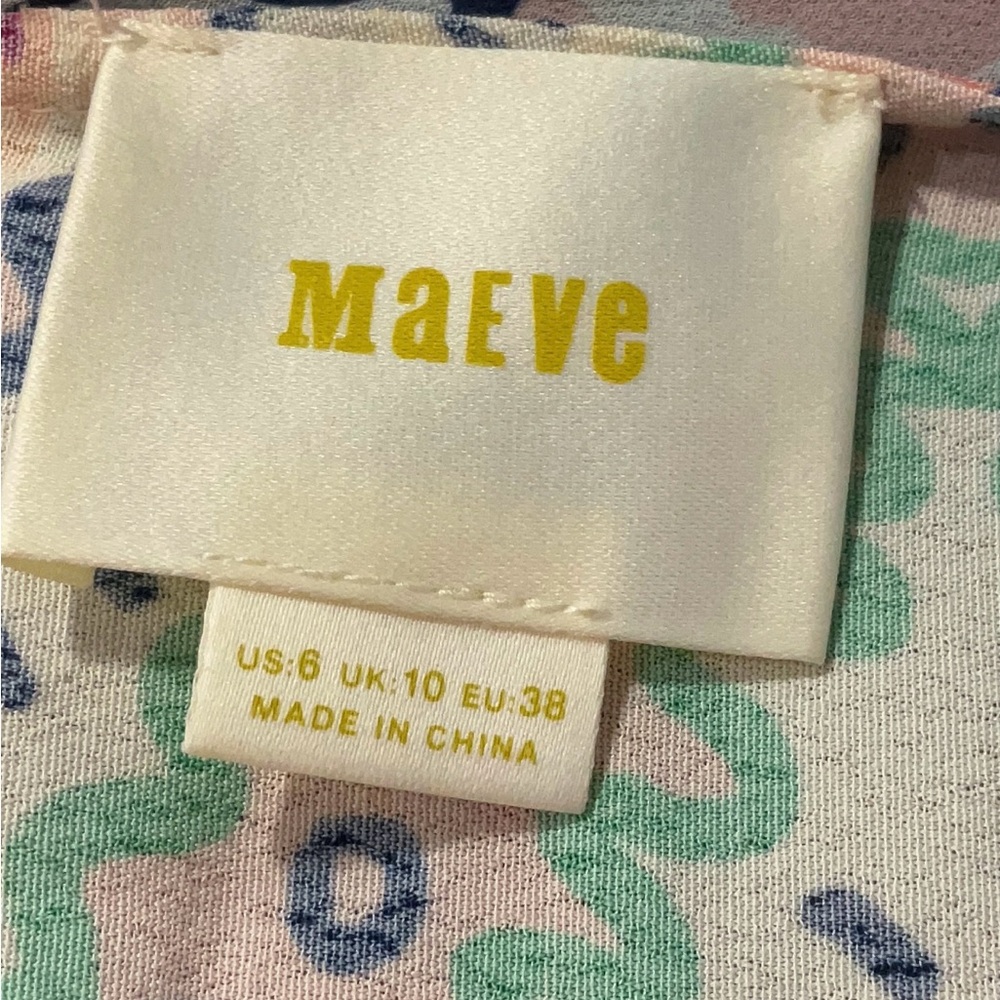Maeve Floral Geo Print Mini Dress in Pink, Green & Blue - Picture 2 of 8